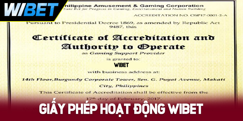 Giấy phép hoạt động WIBET là gì?